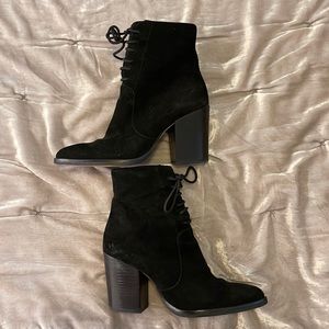 Marc Fisher Lace up suede heeled Booties